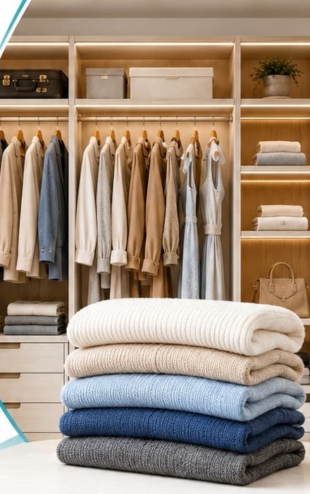 Guarda-roupa organizado com roupas dobradas e protegidas — Smart Closet